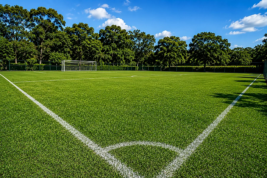 Campo esportivo com gramado natural uniforme