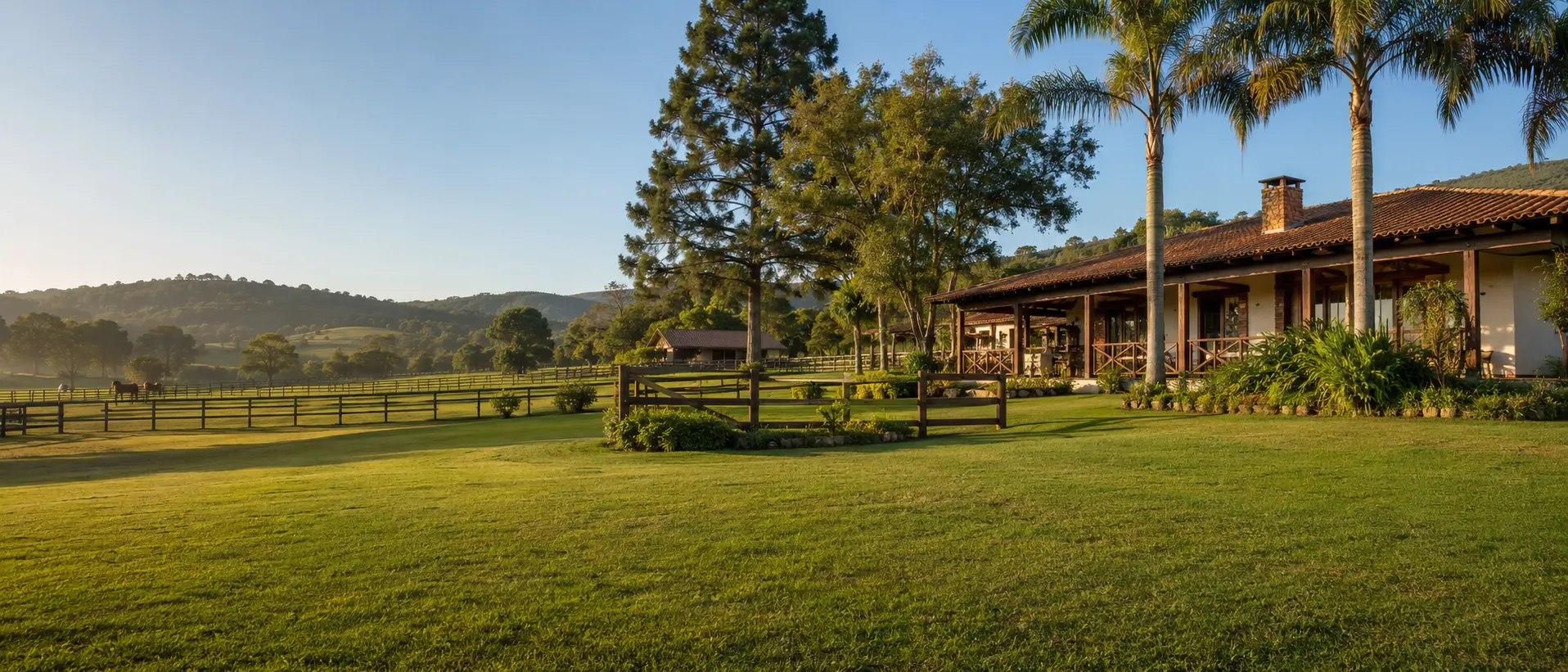 Propriedade rural com sede, haras e amplo gramado natural