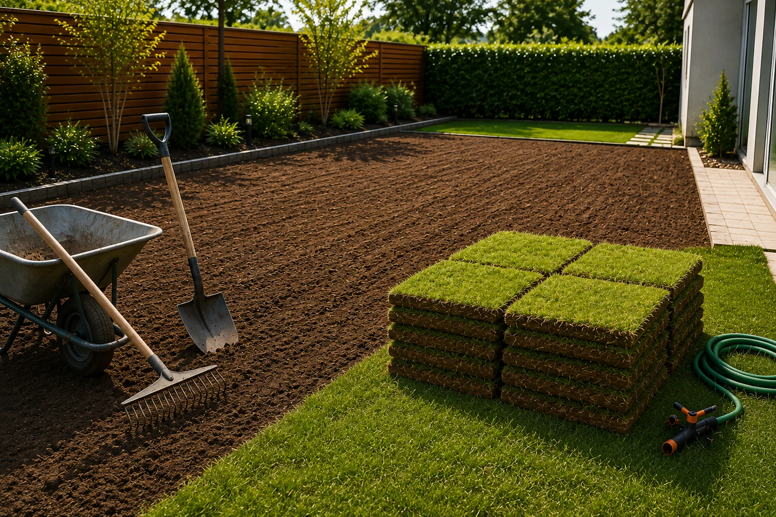 Planejamento do terreno para plantio de grama em SCIA
